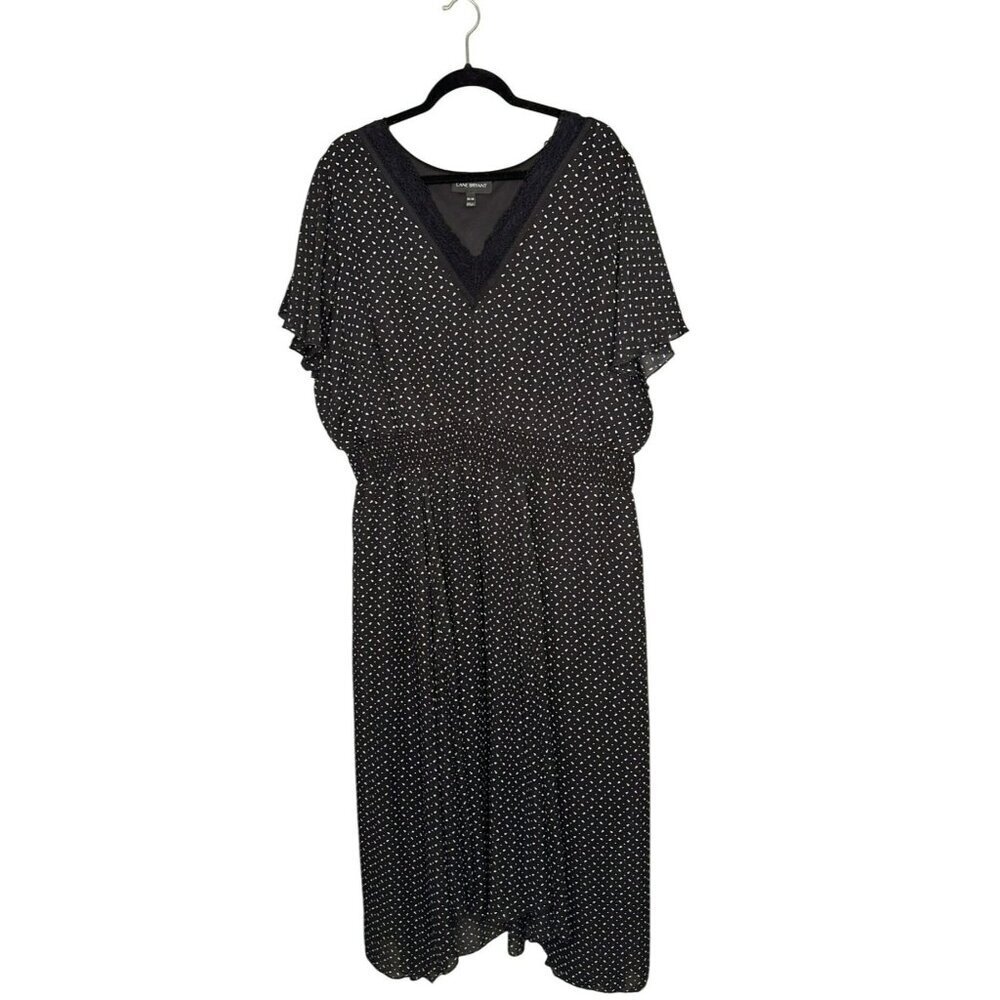 Lane Bryan Women's Plus 26 / 28 Black Polka Dot Maxi Dress Witchy Goth